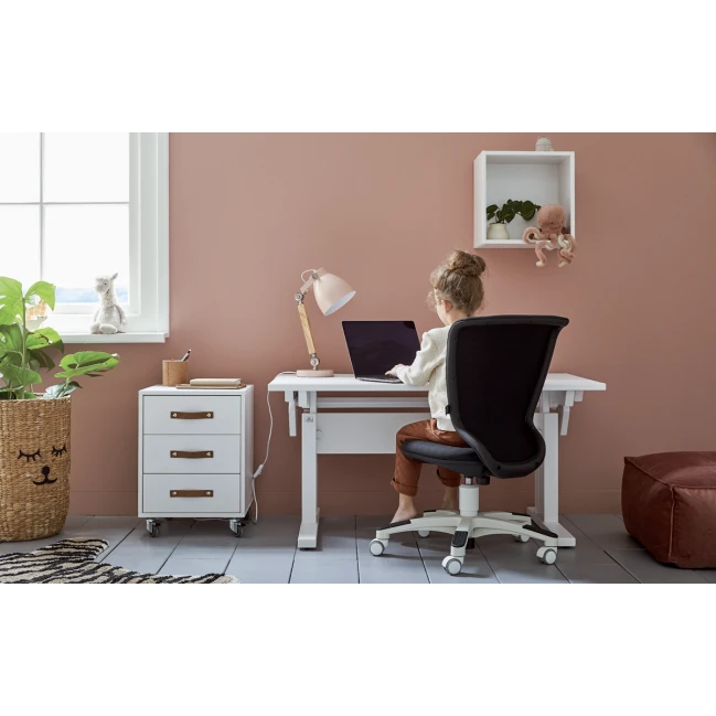 Scrivania regolabile in altezza Lifetime con cassetto bianco