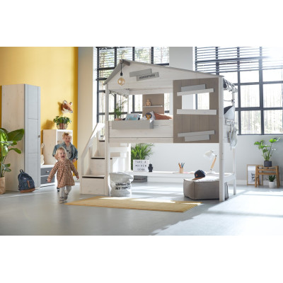 Lifetime Kidsrooms Halbh. Letto cabina The Hideout With stairs- Rollb. Bianco