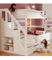 Lifetime Kidsrooms Familiy-Etagenbett 90/120 mit Treppe, Absturzsicherung Deluxe Lattenrost Weiss