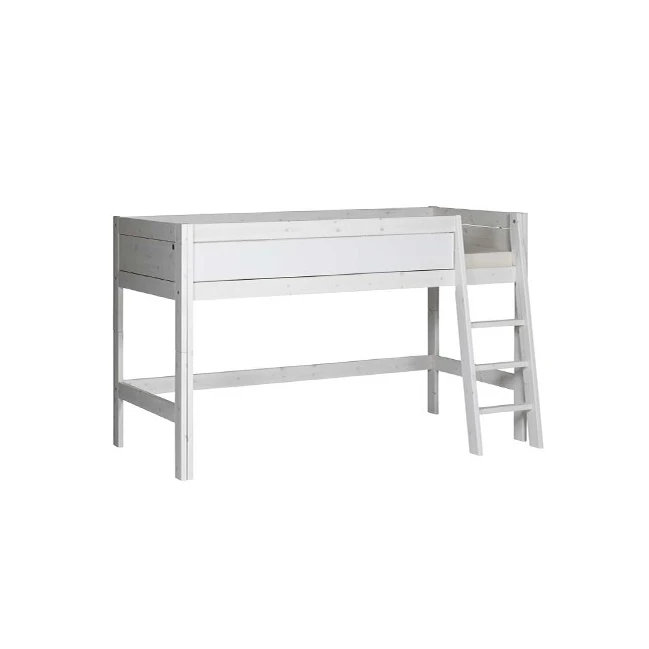 LifeTime-Kidsrooms Lit demi-hauteur Laura-DLR, 90x200 cm, avec cadre à lattes DeLuxe Whitewash