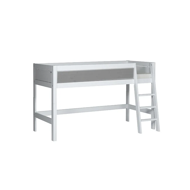 LifeTime-Kidsrooms Lit demi-hauteur Laura-DLR, 90x200 cm, avec cadre à lattes DeLuxe Whitewash