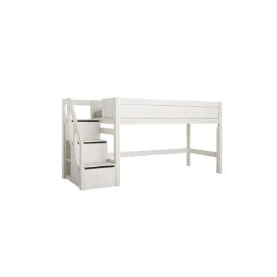 NEU2020-Lifetime Kidsrooms Halbhohes Bett mit Treppe  / Rollboden