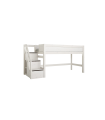 Lifetime Kidsrooms Half-height bed with stairs and deluxe slatted frame 128 x 257 x 102 cm whitewash