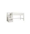 Lifetime Kidsrooms Half-height bed with stairs and deluxe slatted frame 128 x 257 x 102 cm white