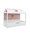 Lifetime children's room WILD CHILD-Girl, fabric roof, base bed 4 in 1, fabric roof, fabric back wall, hanging box + roll slatte