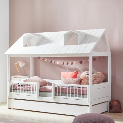 Cot Beachhouse 90x200 cm, bianco-opaco, con struttura a doghe DeLuxe