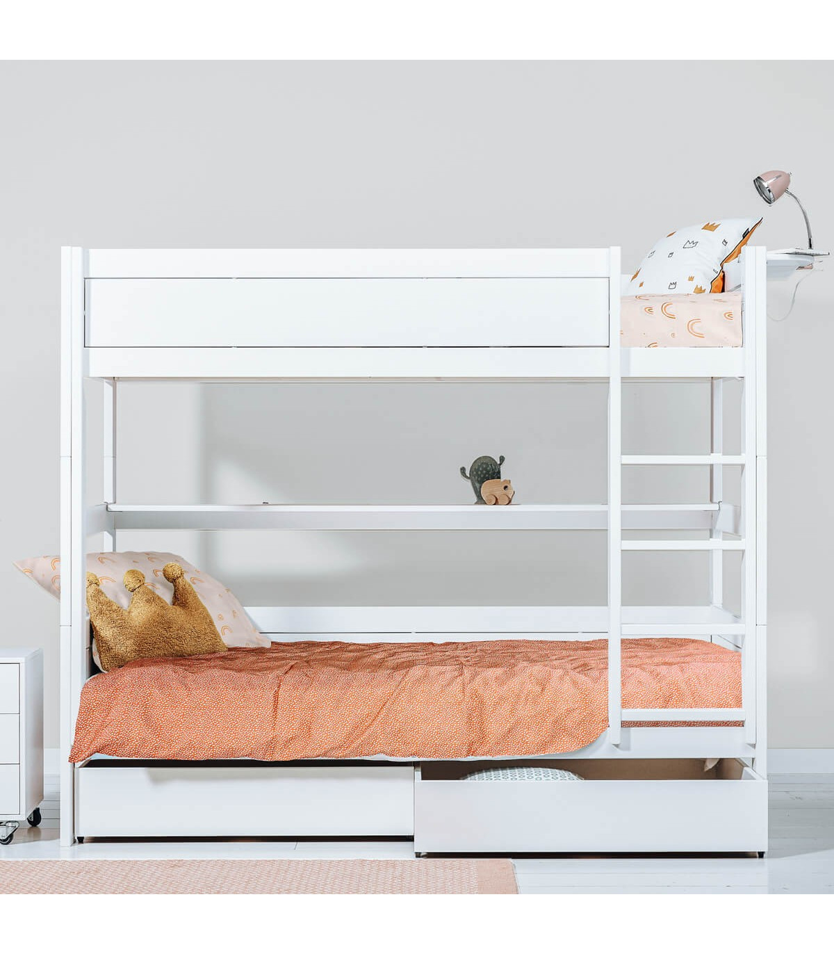 Letto a castello Lifetime LETTO A CASTELLO 90x200, scaletta inclusa,  libreria, protezione anticaduta, struttura a doghe a 2 roto