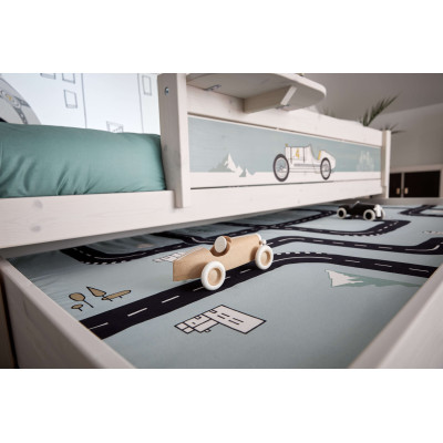 Lit de base Lifetime avec roller Floor Road Trip Race Kombi 1 Whitewash