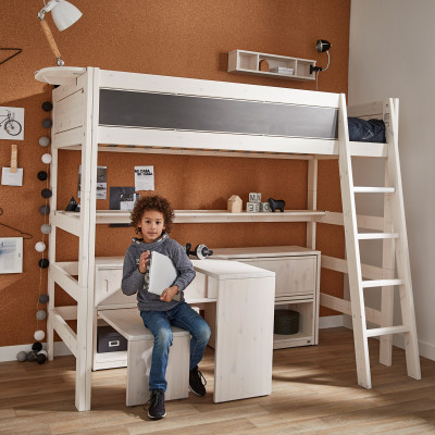 Chambre d’enfant Lifetime HILBERT, Play and Store, 90x200 cm, avec cadre à lattes de luxe Whitewash