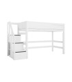 Lifetime Lit mezzanine 152 x 257 x 102 cm avec escalier step et sommier Luxe, blanc