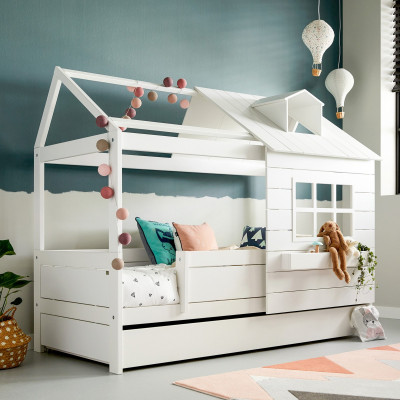 Lifetime Kidsrooms Base Cabin Bed Lake House 1 - Roller Floor White Lacquered