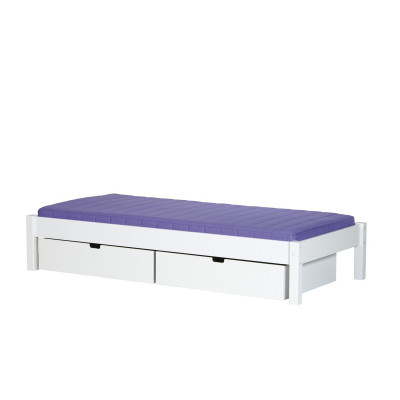 Manis-h ULL single bed 90x200 with 2 bed drawers Snow white