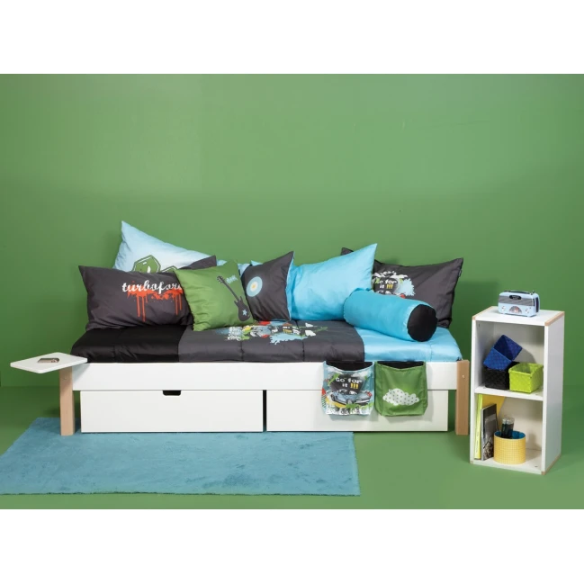 Manis-h ULL single bed 90x200 with 2 bed drawers Snow white