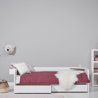 Lit de base Lifetime combi 1- 120x200 cm avec boîte de lit et cadre à lattes de luxe blanc