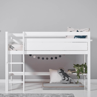 Letto a mezza altezza Lifetime Kombi 1 - con pavimento a rulli e elevazione di sicurezza bianco