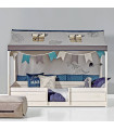 Lifetime 4 en 1 lit Combi 1 Dino avec toit en tissu et sommier Whitewash