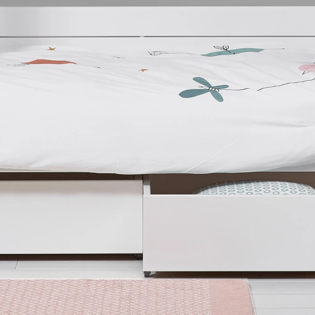 Lifetime Etagenbett Kombi 1 mit Rollboden und zwei schubladen Weiss