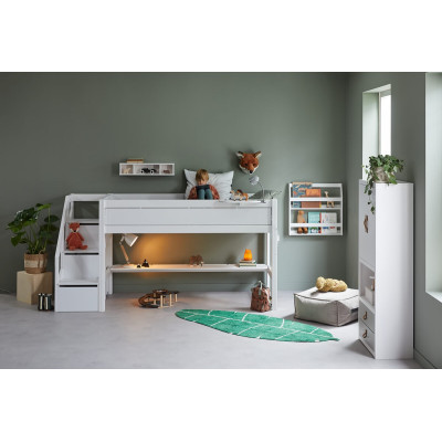 Lifetime Kidsrooms Half-height bed with staircase and roller floor 128 x 257 x 102 cm white