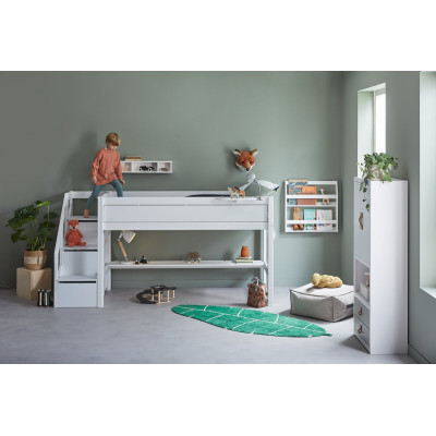 Lifetime Kidsrooms Half-height bed with stairs and rolling floor 128 x 257 x 102 cm whitewash