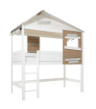 Lifetime Half-Height Cabin Bed with Straight Ladder and Slatted Frame - The Hideout Weiss