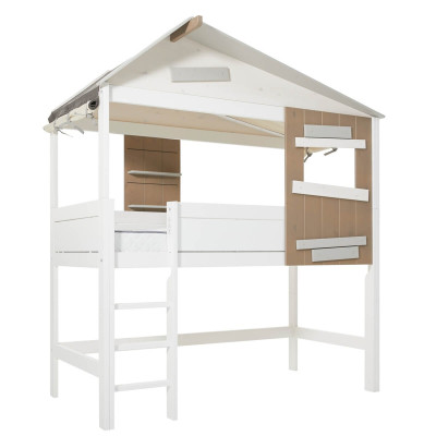 Lifetime Half-Height Cabin Bed with Ladder and Deluxe Slatted Frame - The Hideout White