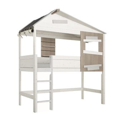 Lifetime Half Height Cabin Bed with Ladder and Deluxe Slatted Frame - The Hideout Whitewash