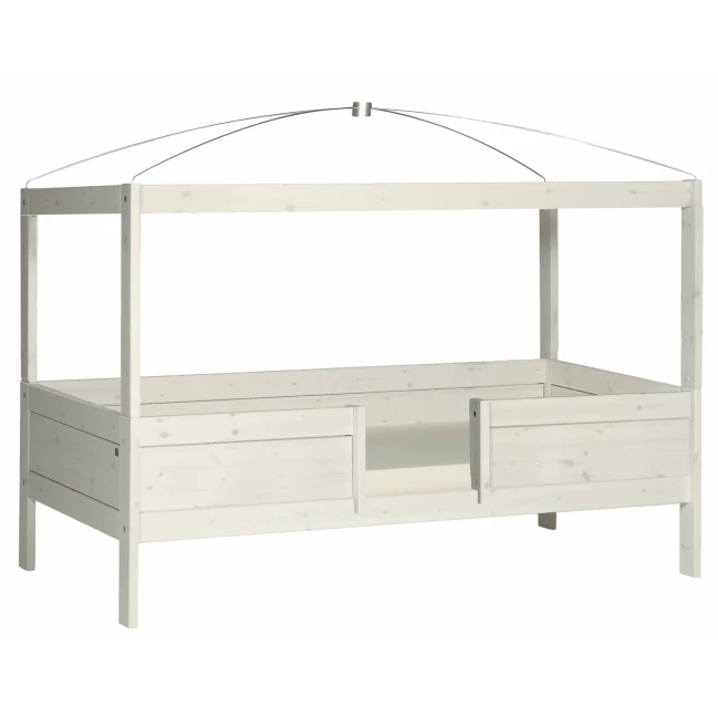 Letto a baldacchino Lifetime 4 in 1 con velo Peach, 90x200 cm, incl. rete a doghe deluxe, bianco