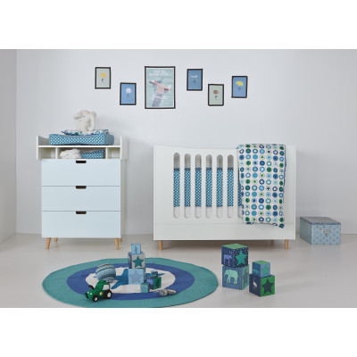 Manis-h cot with height-adjustable floor 93 cm x 144 cm Snow white