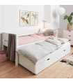 Manis-h LUNA Einzelbett 120x200 cm mit Ausziehbett und 2 Schubladen Snow white