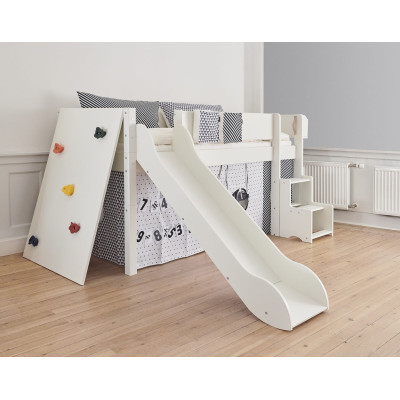 Manis-h Kinderbett LOKE 90 x 200 cm mit Kletterwand und Treppe Snow white