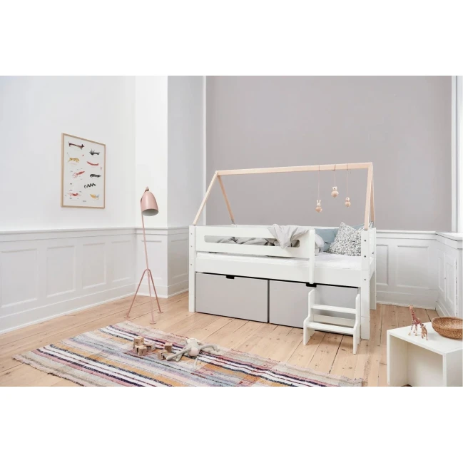 lettino Manis-h NANNA con 3x cassetti argento 120 x 200 cm Biancaneve