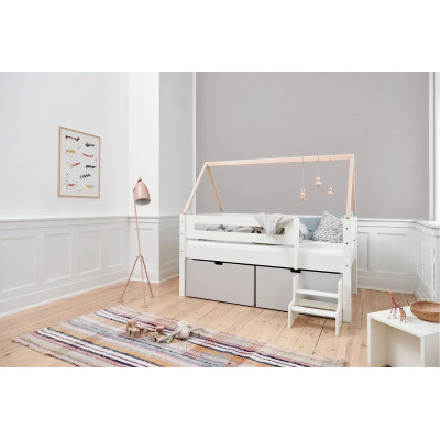 Manis-h Kinderbett NANNA mit 3x Silver Schubläden 120 x 200 cm Snow white