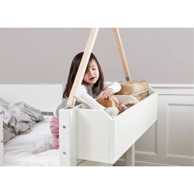 Manis-h cot NANNA with 3x Silver drawers 120 x 200 cm Snow white