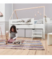Manis-h cot NANNA with 3x Silver drawers 120 x 200 cm Snow white