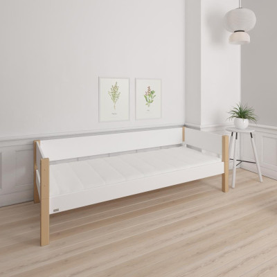 Manis-h Tor Einzelbett 90x200 cm Snow white mit Buche Pfosten