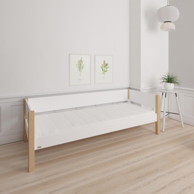 Manis-h portail lit simple 90x200 cm Blanche-Neige avec poteau en hêtre