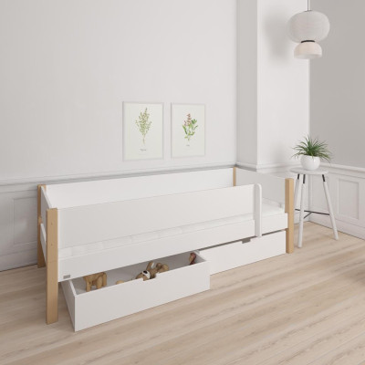Manis-h cot MIMER 90 x 200 cm Snow white with beech post
