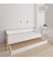 Manis-h cot LIV 90 x 200 cm with pull-out bed Snow white and beech post