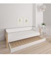 Manis-h Kinderbett LIV 90 x 200 cm mit Ausziehbett Snow white und Buche Pfosten