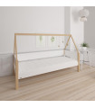 Manis-h cot SAGA 90 x 200 cm with beech wood frame Snow white and beech post