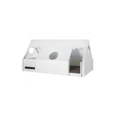Manis-h cot FULLA 90 x 200 cm with beech wood frame Snow white and beech post