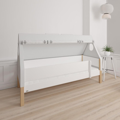 Manis-h cot FULLA 90 x 200 cm with beech wood frame Snow white and beech post