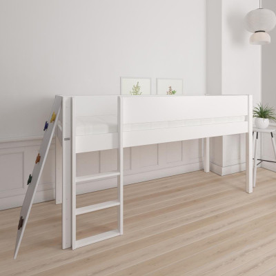 Manis-h Half-height cot BORR 90 x 200 cm with climbing wall Snow white