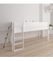 Manis-h Half-height cot BORR 90 x 200 cm with climbing wall Snow white