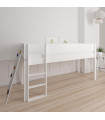 Manis-h Lit bébé demi-hauteur BORR 90 x 200 cm avec mur d’escalade Blanc neige