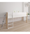 Manis-h Half-height cot BORR 90 x 200 cm with climbing wall Snow white and beech post