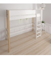 Manis-h loft bed GEFION 90 x 200 cm, with slatted frame Snow white with beech post