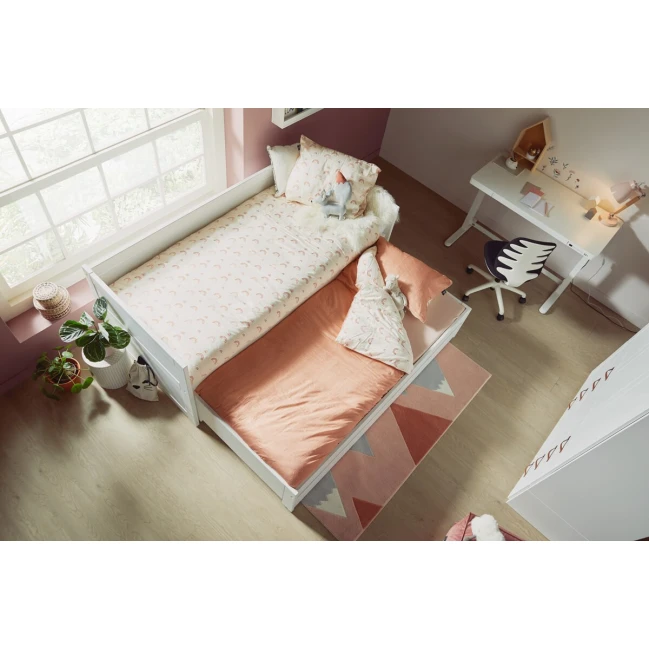 Letto a castello Lifetime con letto per gli ospiti, scatola da letto e rete a doghe deluxe imbiancata