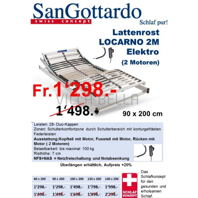 San Gottardo Lattenrost Locarno Elektro 2M 80 x 200 cm