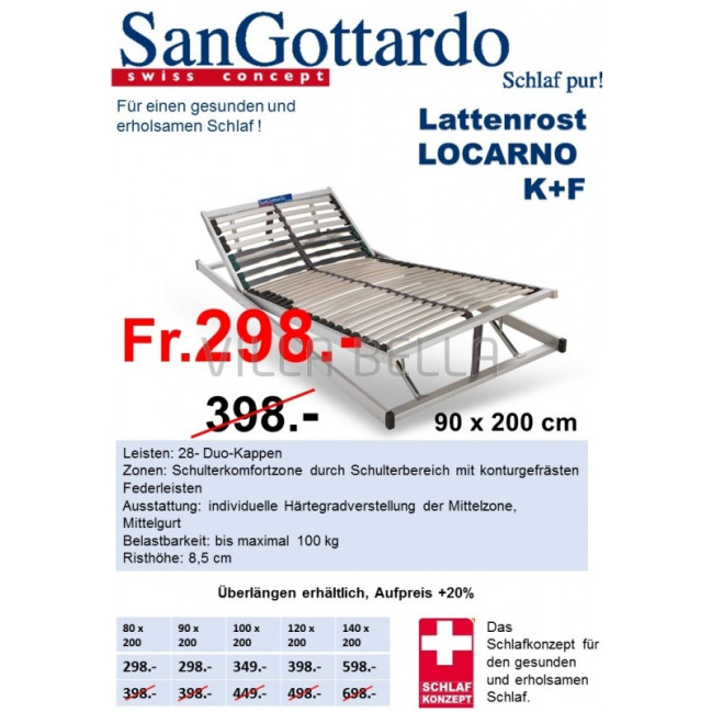 San Gottardo Lattenrost Locarno K+F 140 x 200 cm